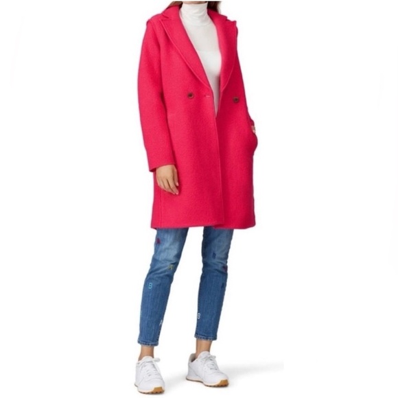 J. Crew Daphne Italian Boiled Wool Double Breasted Topcoat Winter Jacket Pink 16 - Picture 1 of 11
